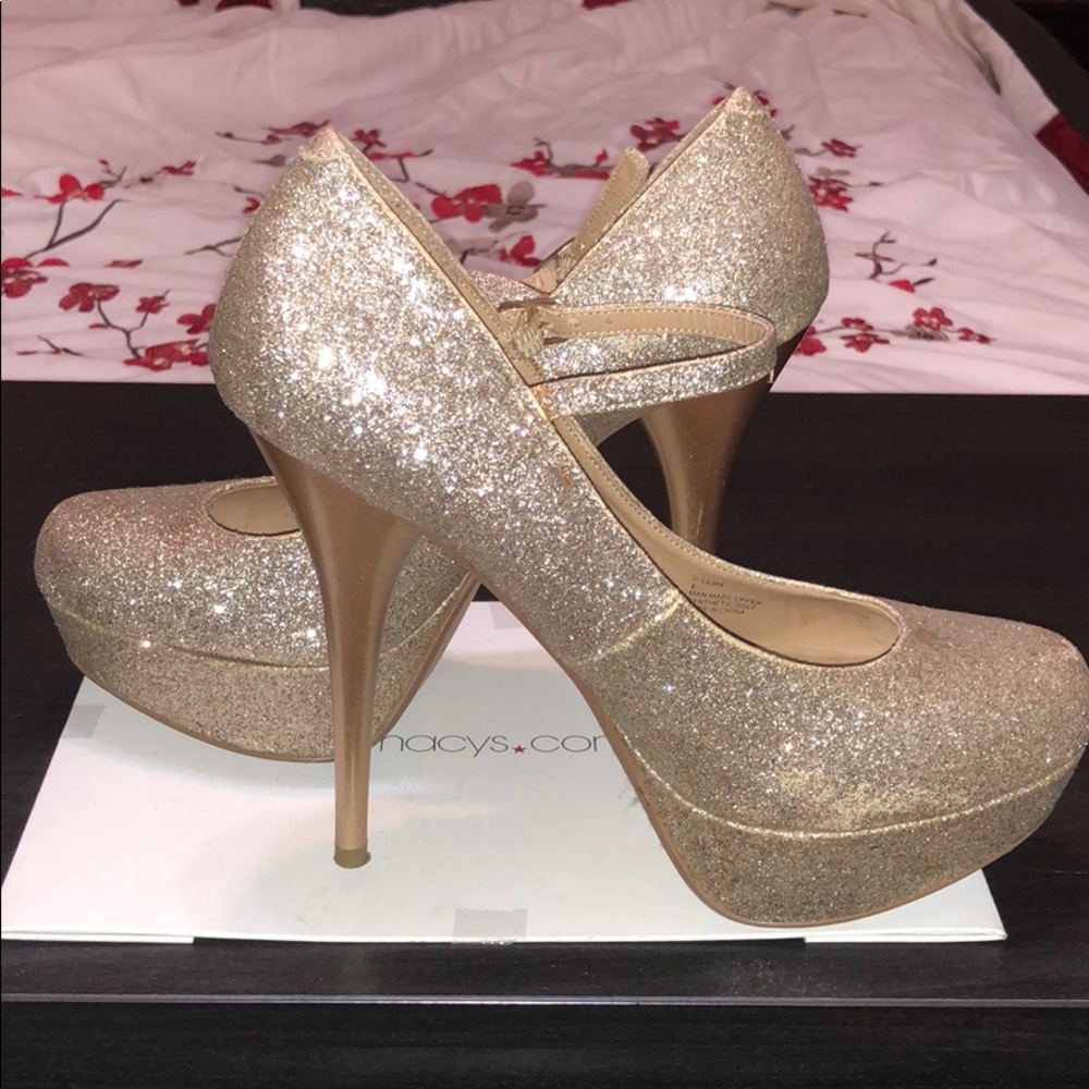 Steve Madden Gold Platform Heels